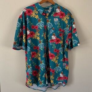 RSVLTS / THE OFFICE - STANLEY Hawaiian Floral Aloha Button Shirt Men's XXL
